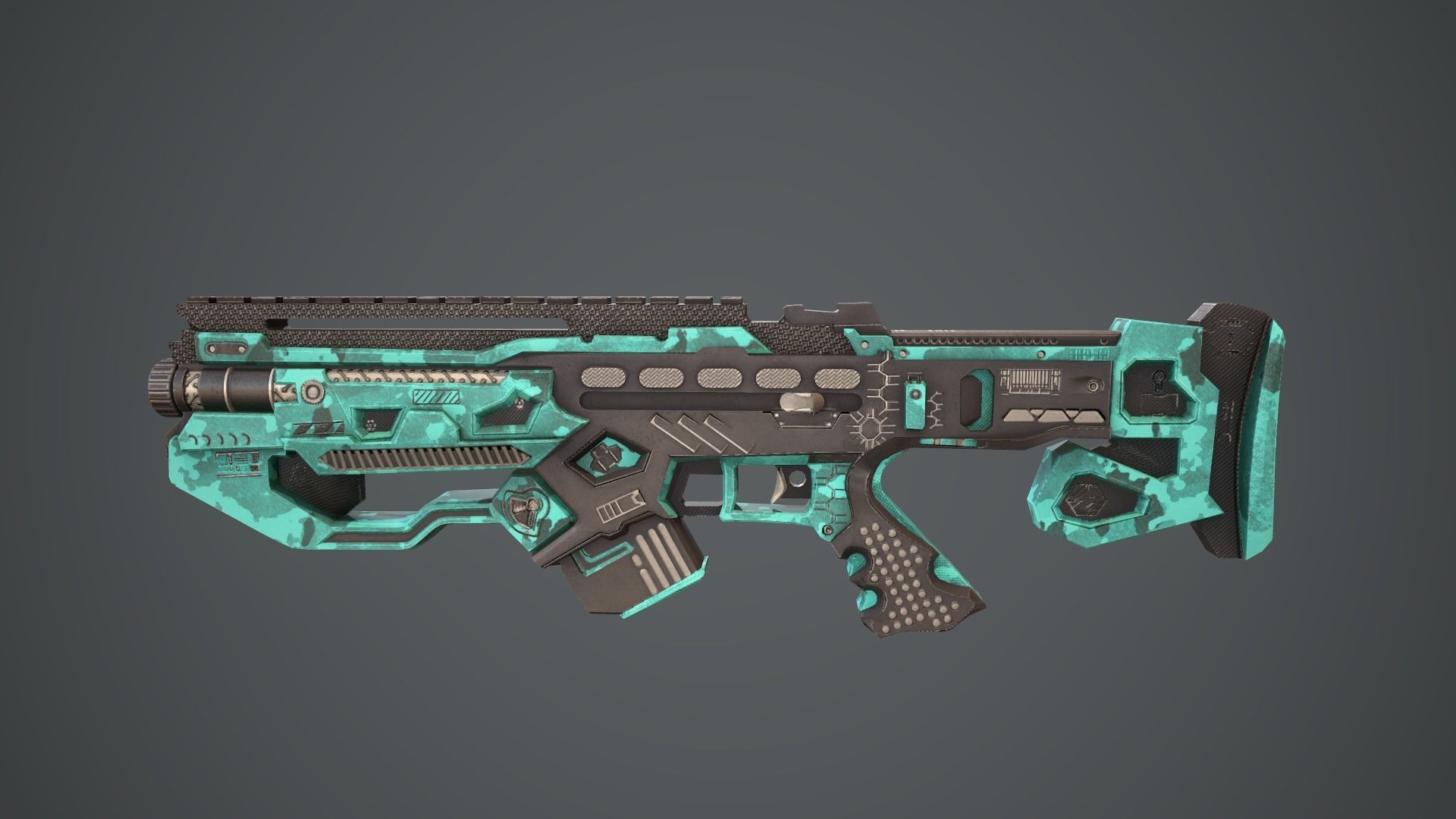 Space gun sci fi concept weapon Low-poly 3D model_17