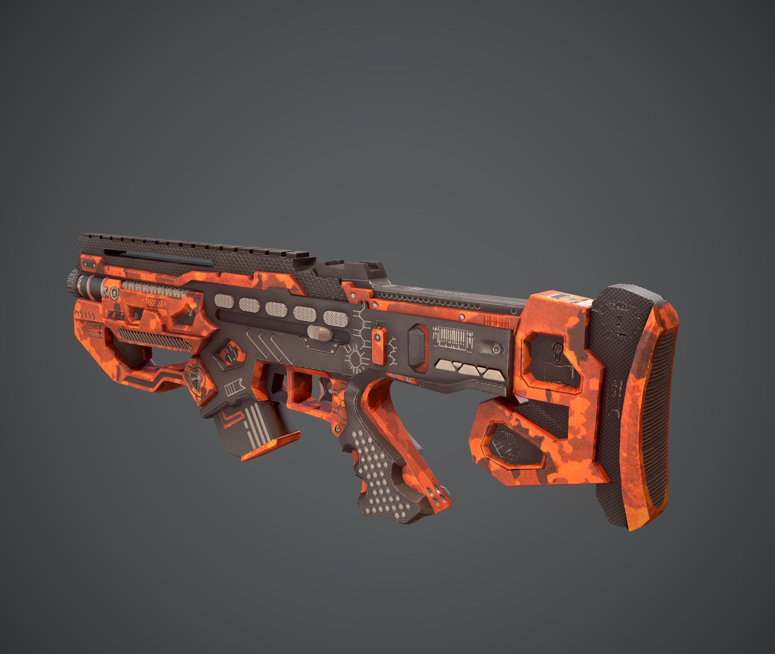 Space gun sci fi concept weapon Low-poly 3D model_3