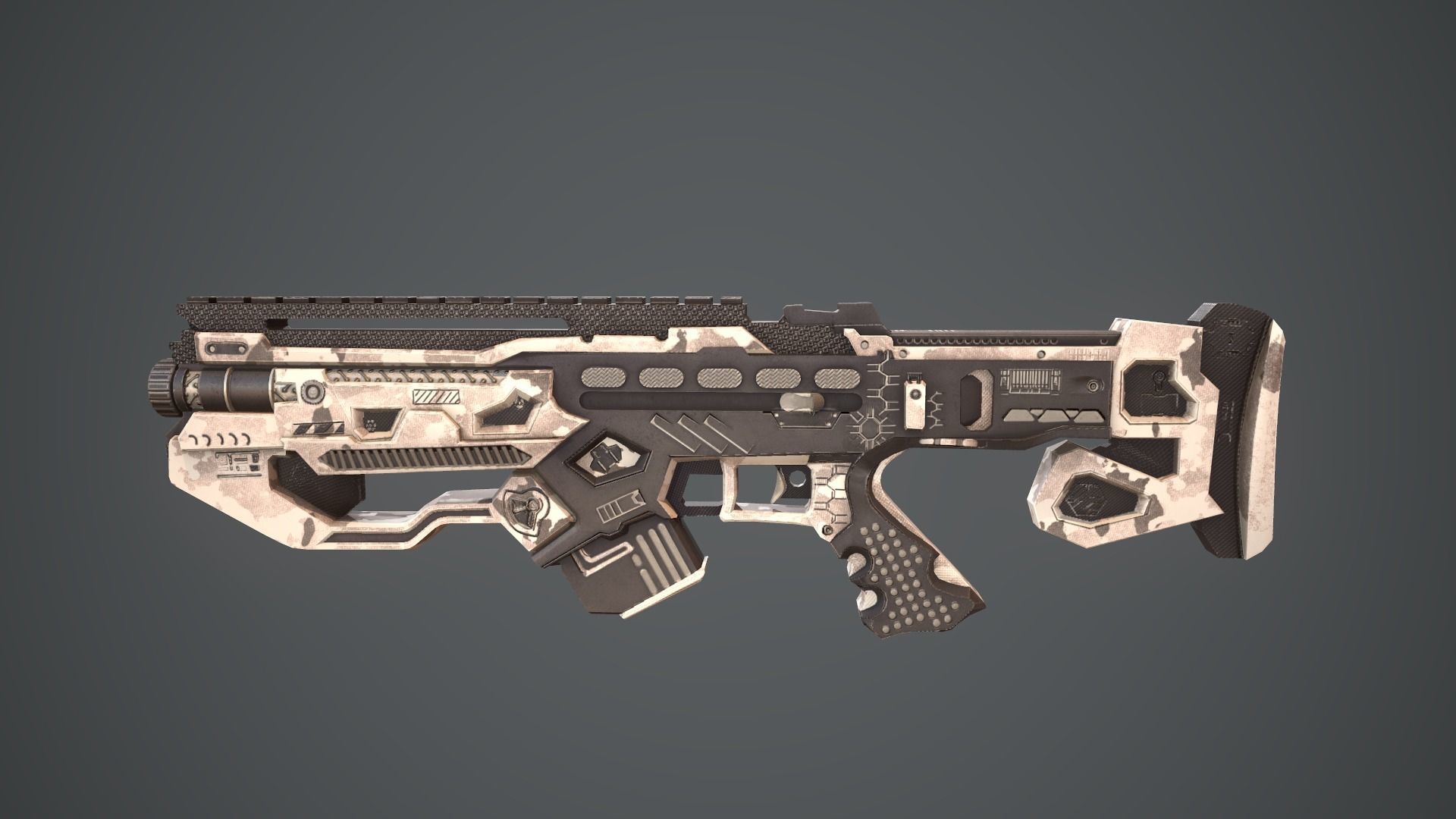 Space gun sci fi concept weapon Low-poly 3D model_19