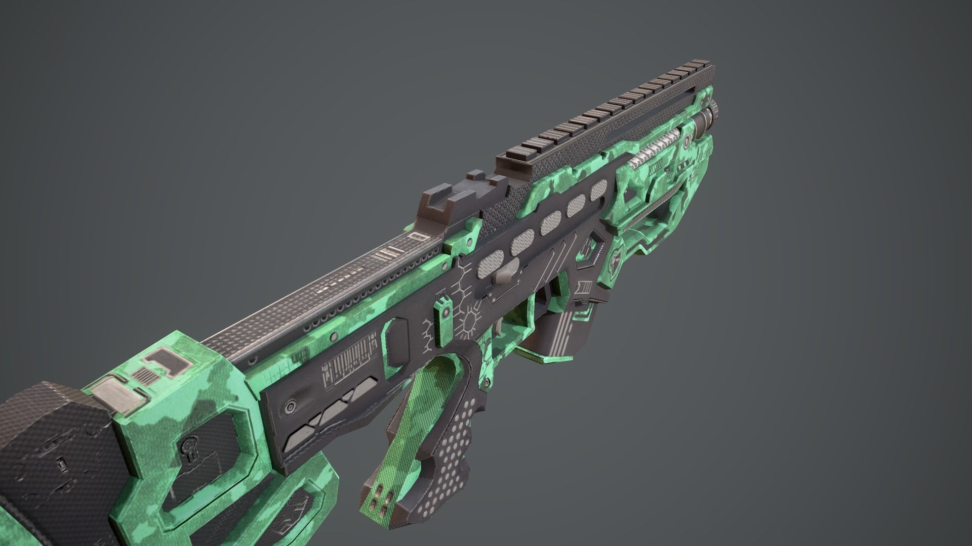 Space gun sci fi concept weapon Low-poly 3D model_22