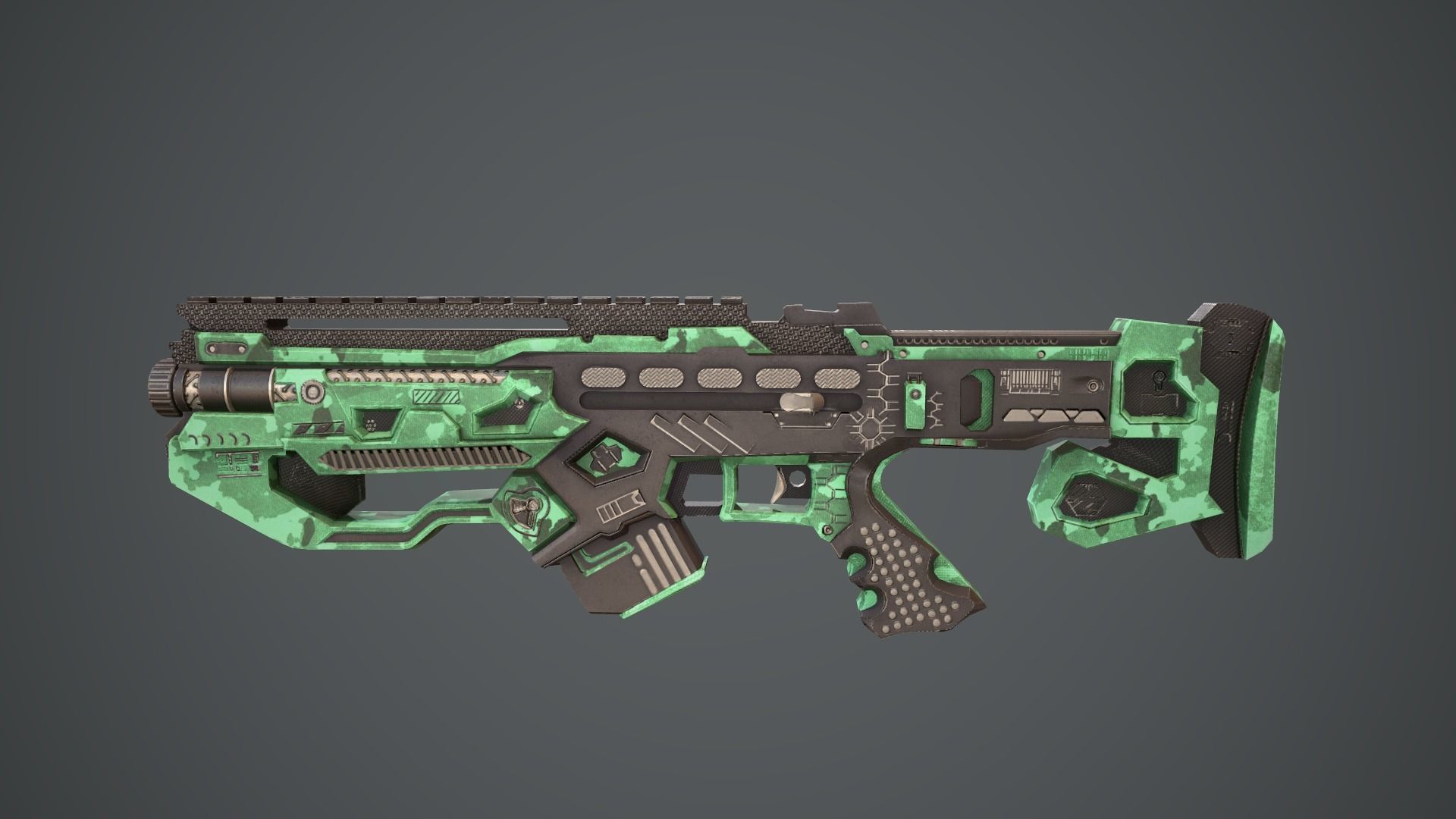 Space gun sci fi concept weapon Low-poly 3D model_23