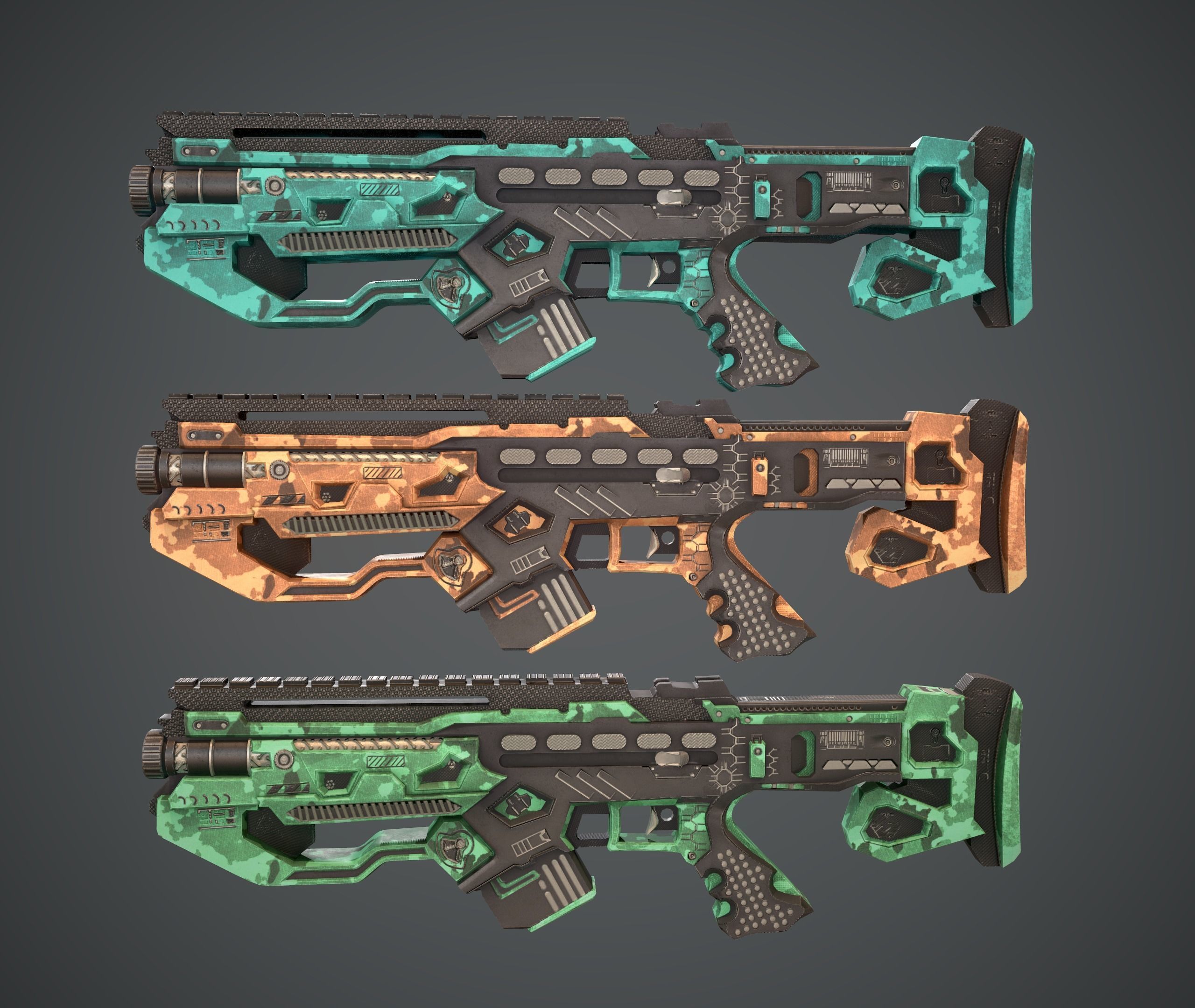 Space gun sci fi concept weapon Low-poly 3D model_4