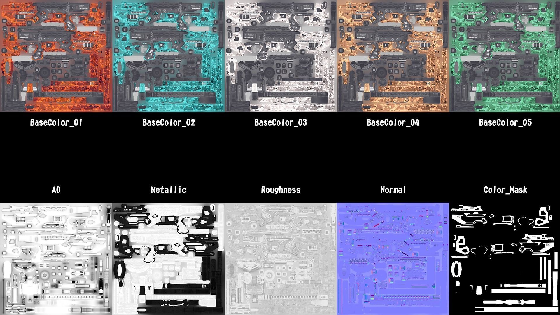 Space gun sci fi concept weapon Low-poly 3D model_11