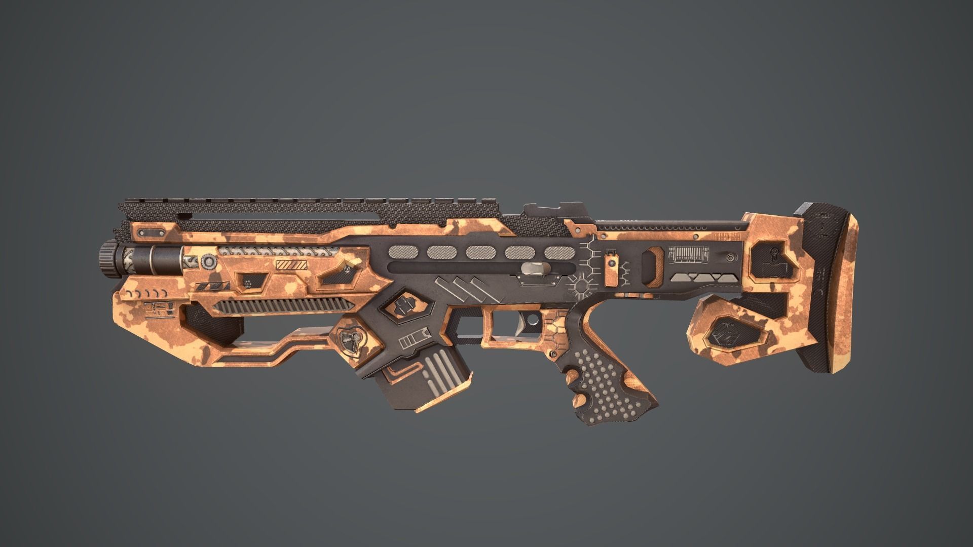 Space gun sci fi concept weapon Low-poly 3D model_21