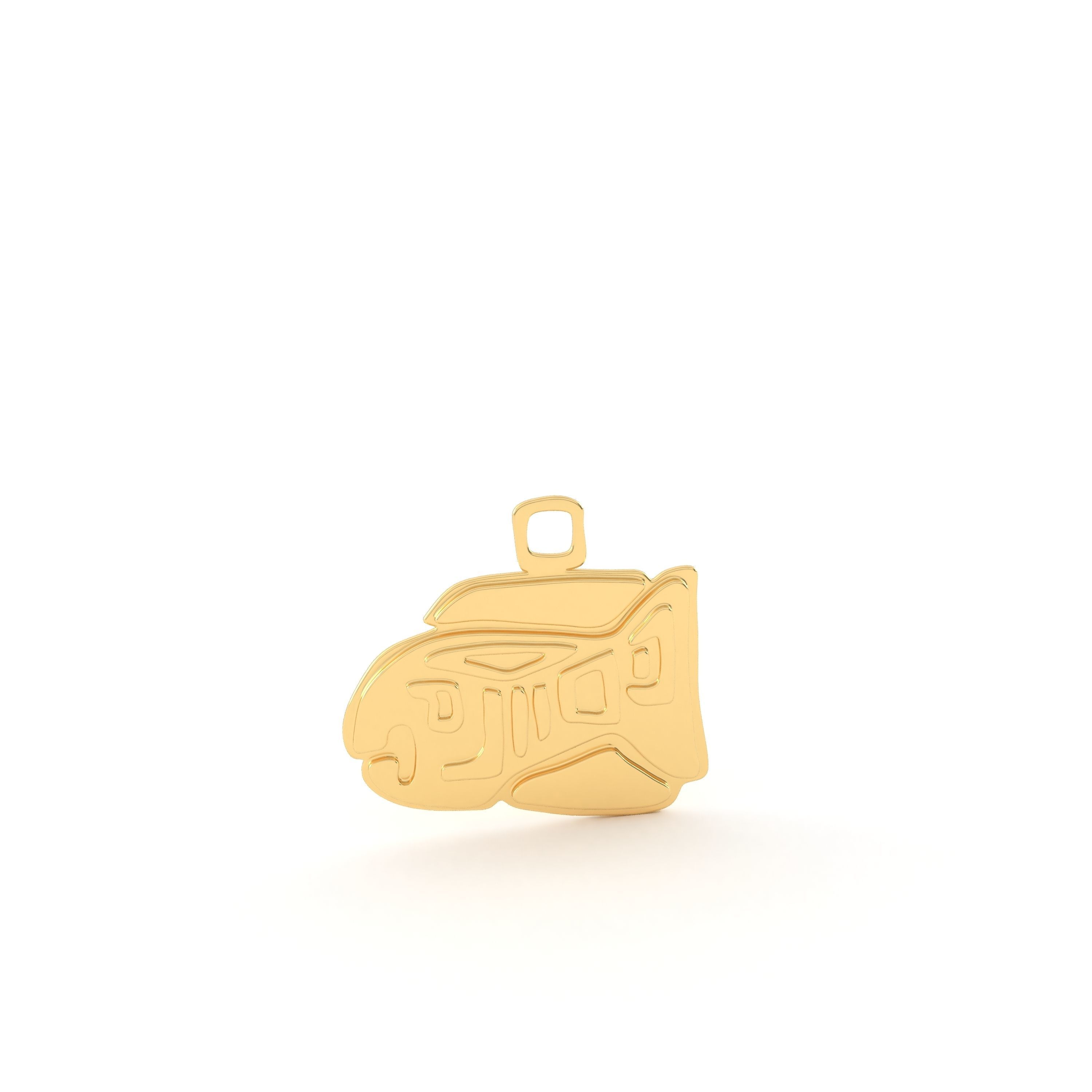 Native American pendant  shark  3D print model_1