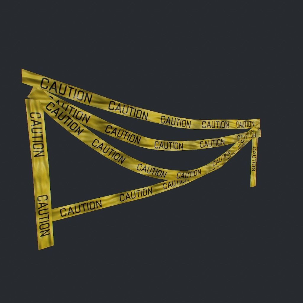 Caution Tape Low-poly 3D model_17