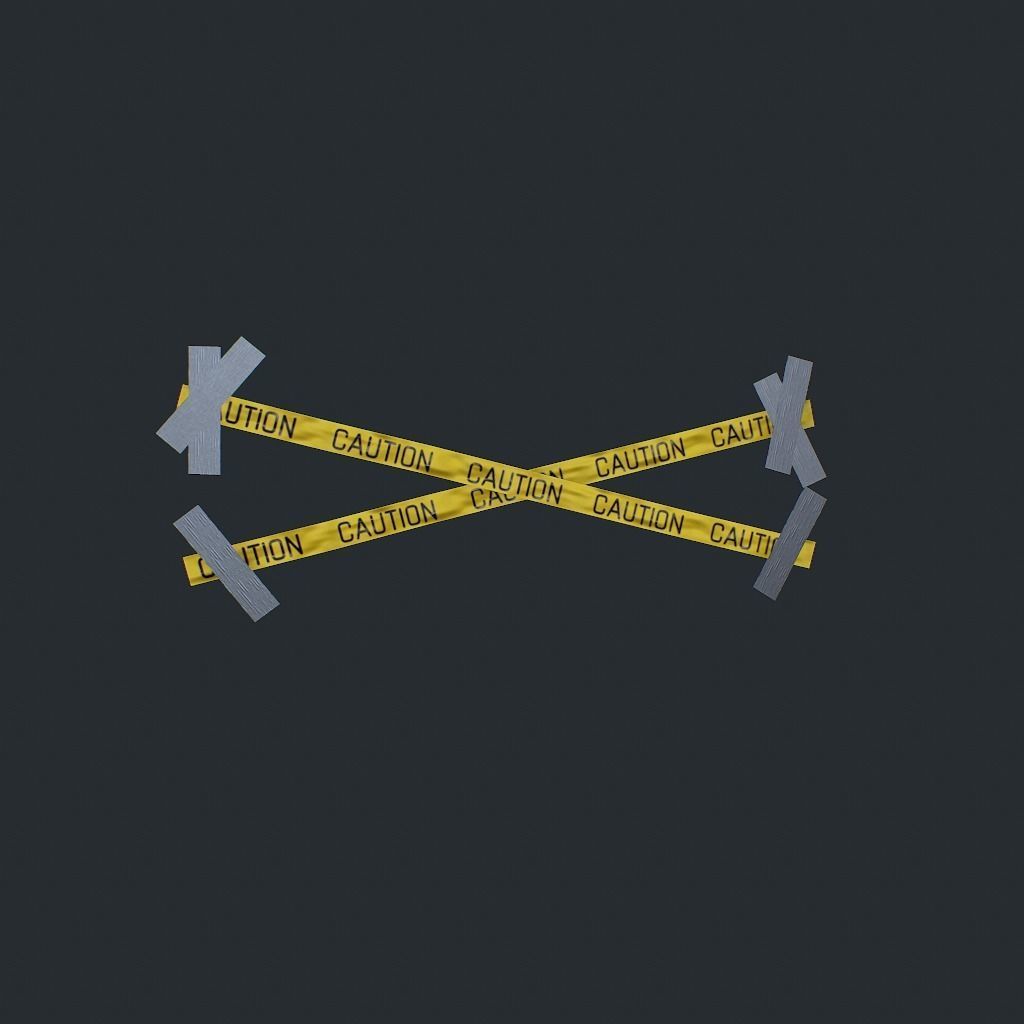 Caution Tape Low-poly 3D model_14