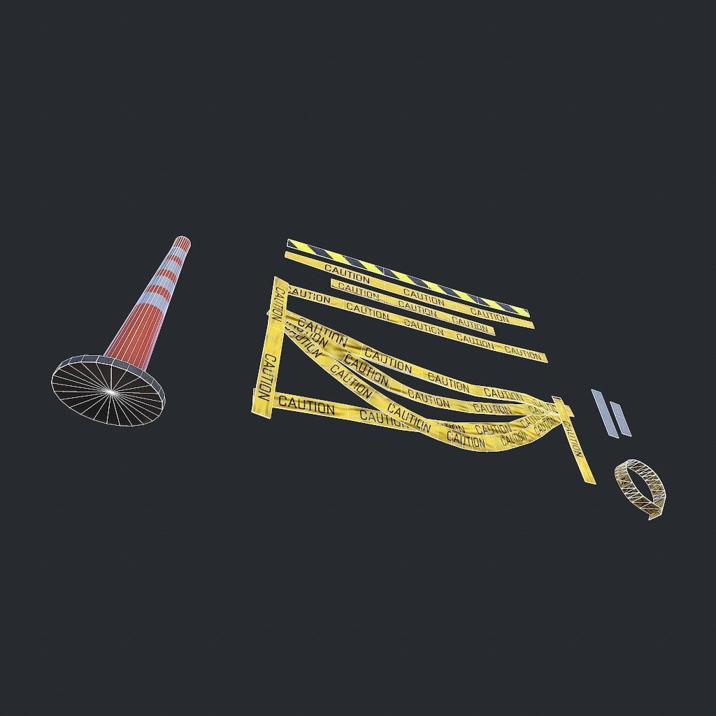 Caution Tape Low-poly 3D model_24