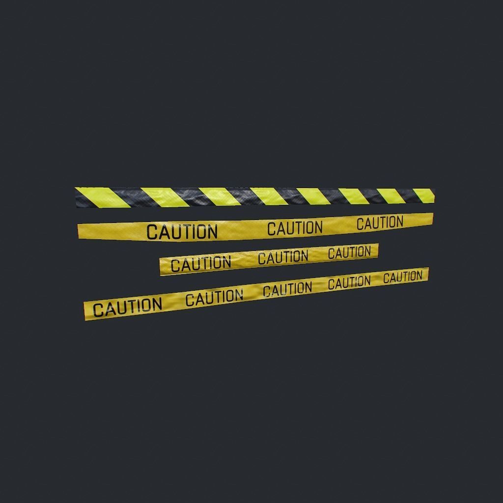 Caution Tape Low-poly 3D model_15