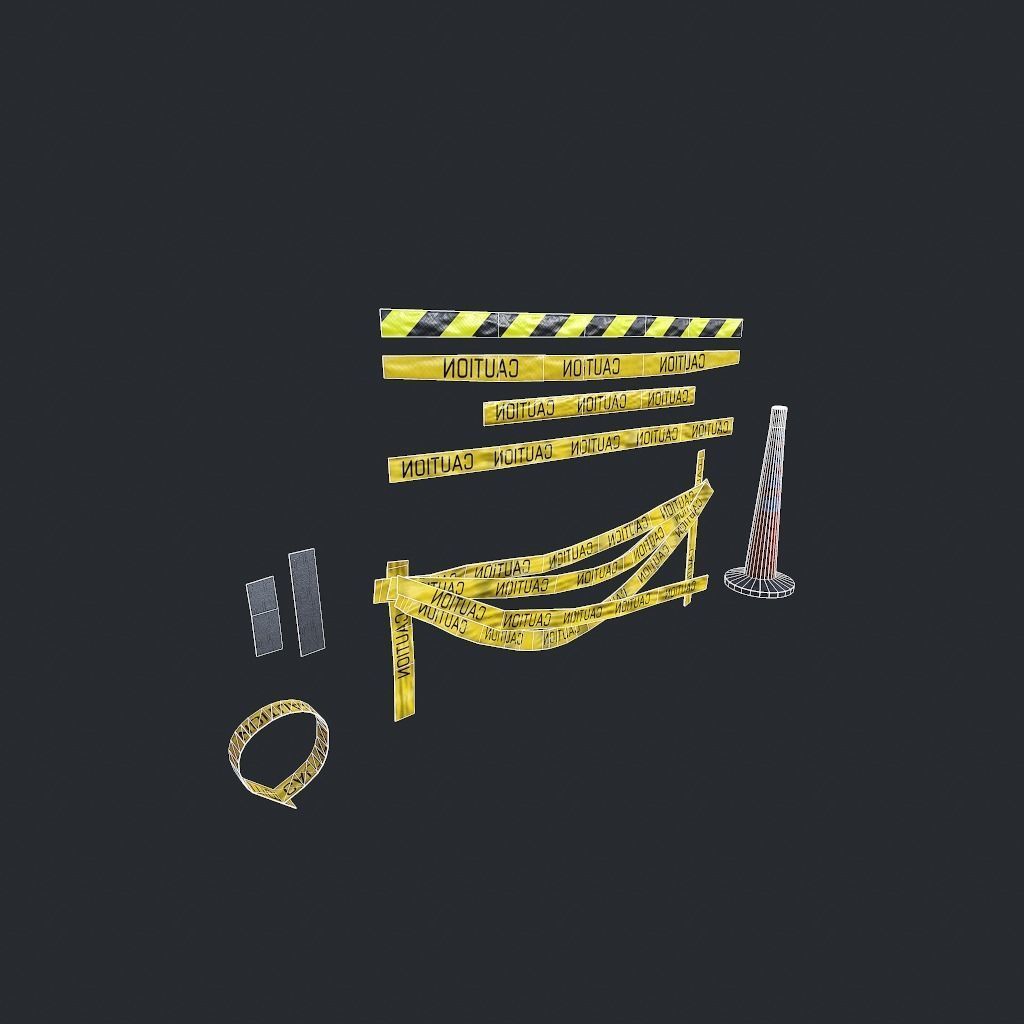 Caution Tape Low-poly 3D model_23