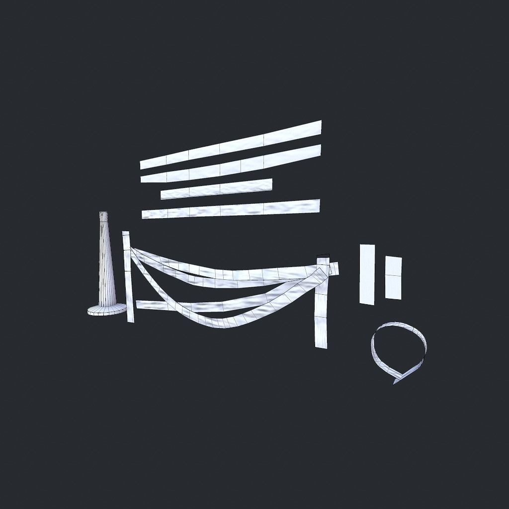 Caution Tape Low-poly 3D model_26