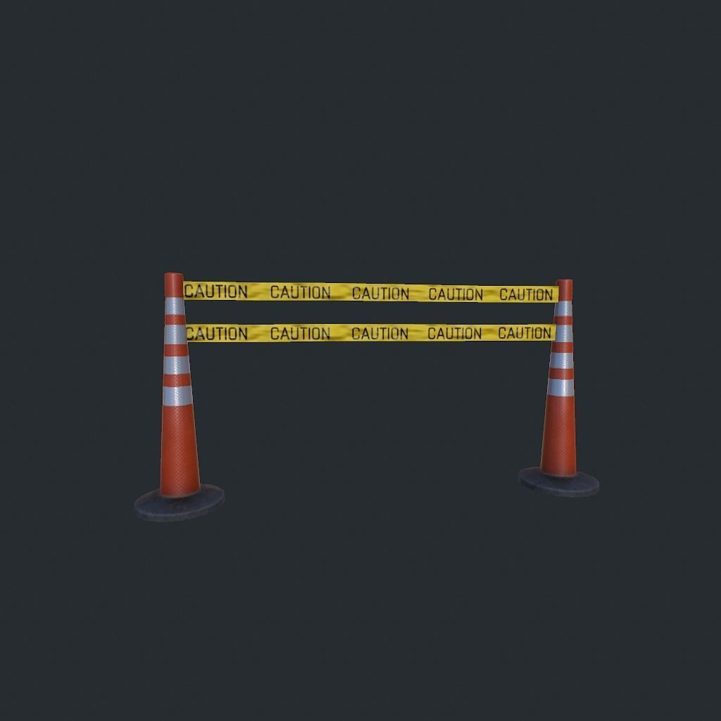 Caution Tape Low-poly 3D model_12