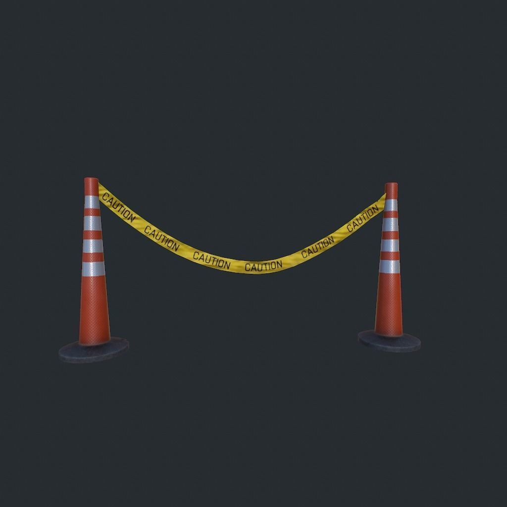 Caution Tape Low-poly 3D model_11