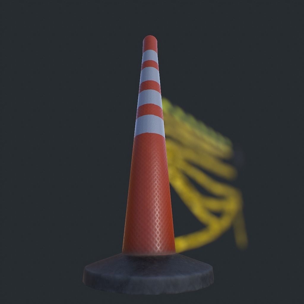 Caution Tape Low-poly 3D model_8