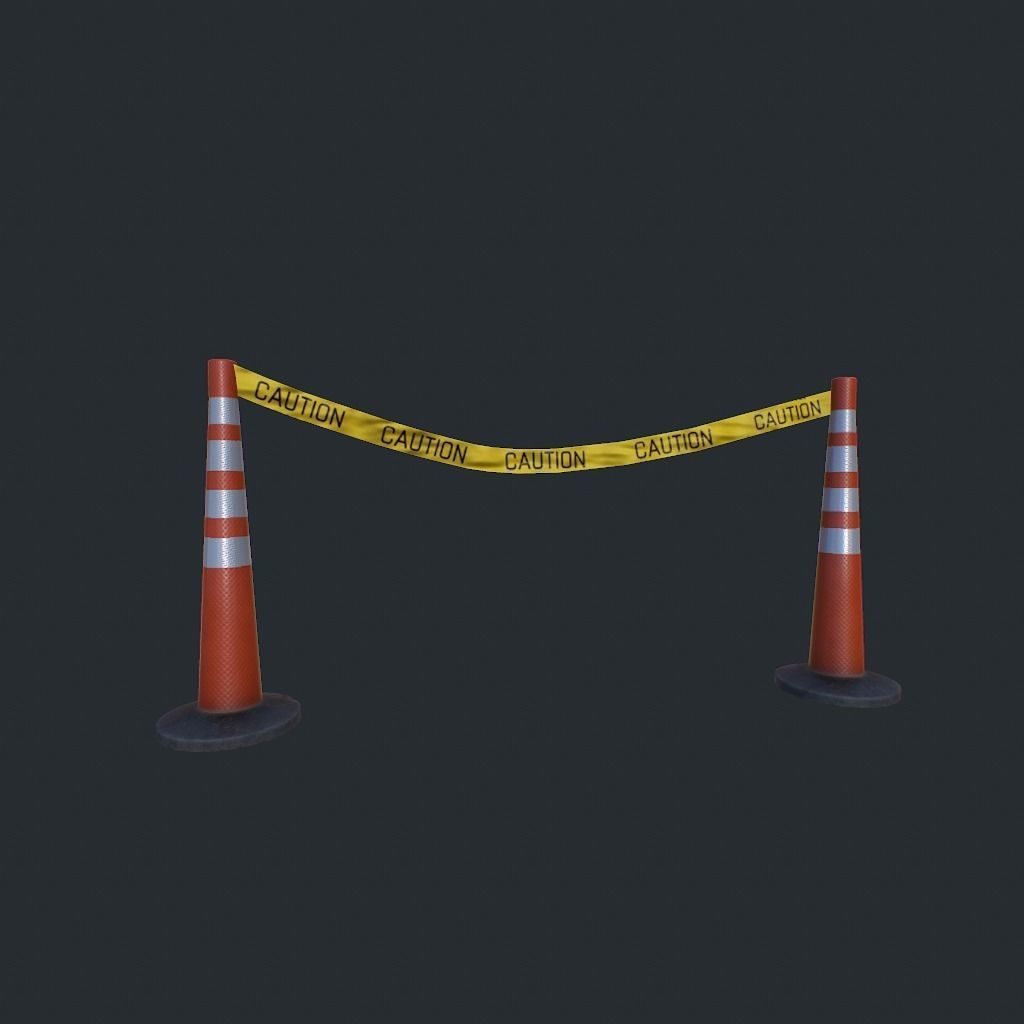 Caution Tape Low-poly 3D model_10