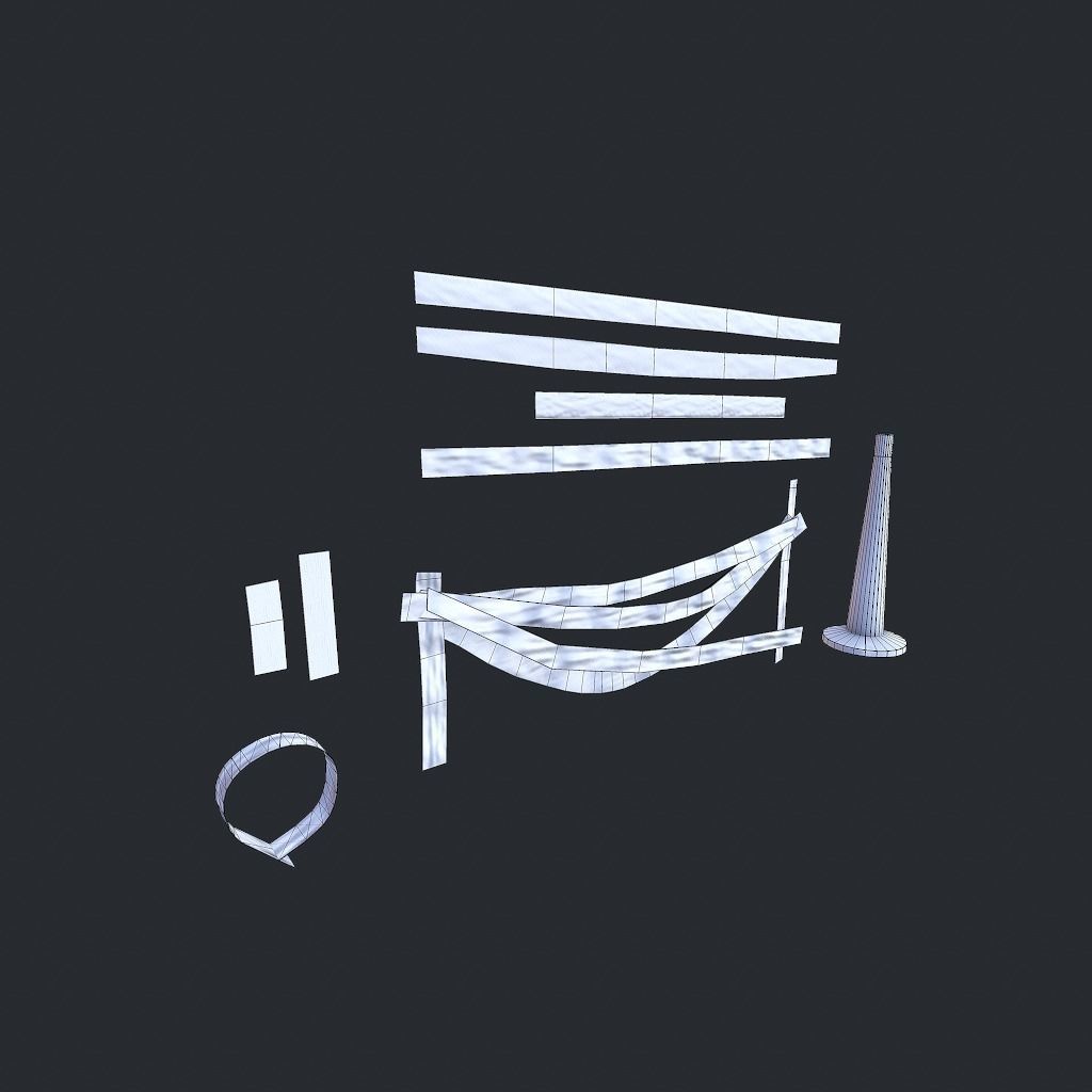 Caution Tape Low-poly 3D model_27