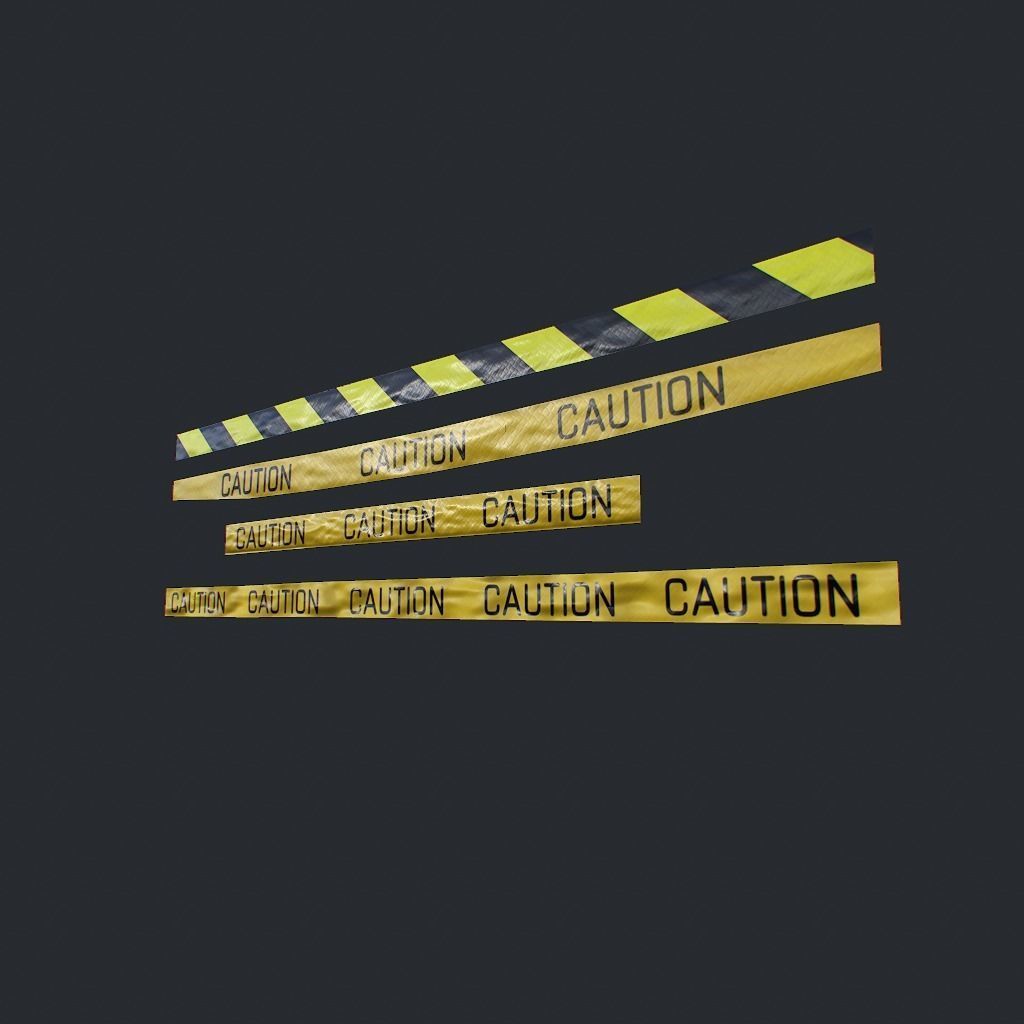 Caution Tape Low-poly 3D model_16