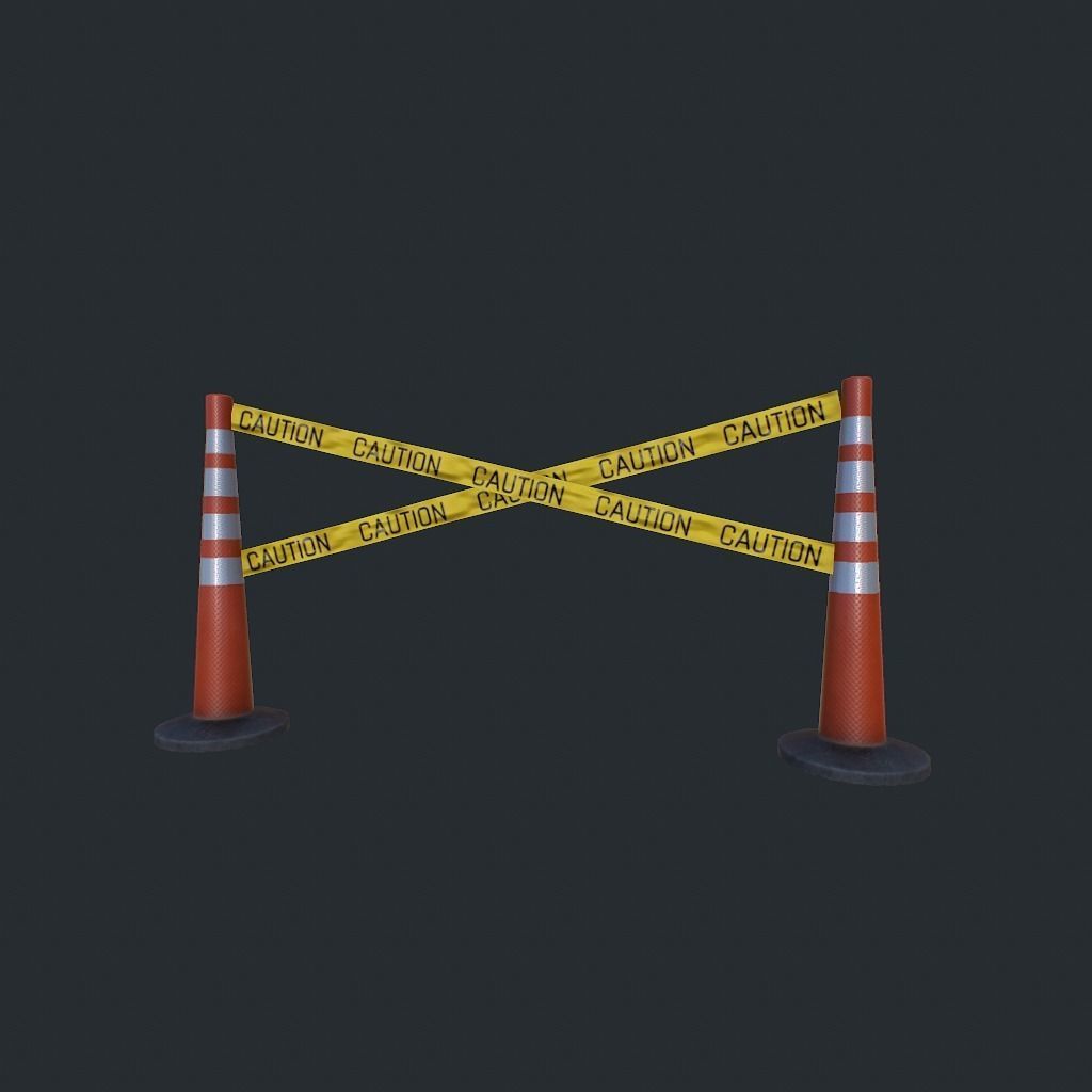 Caution Tape Low-poly 3D model_13