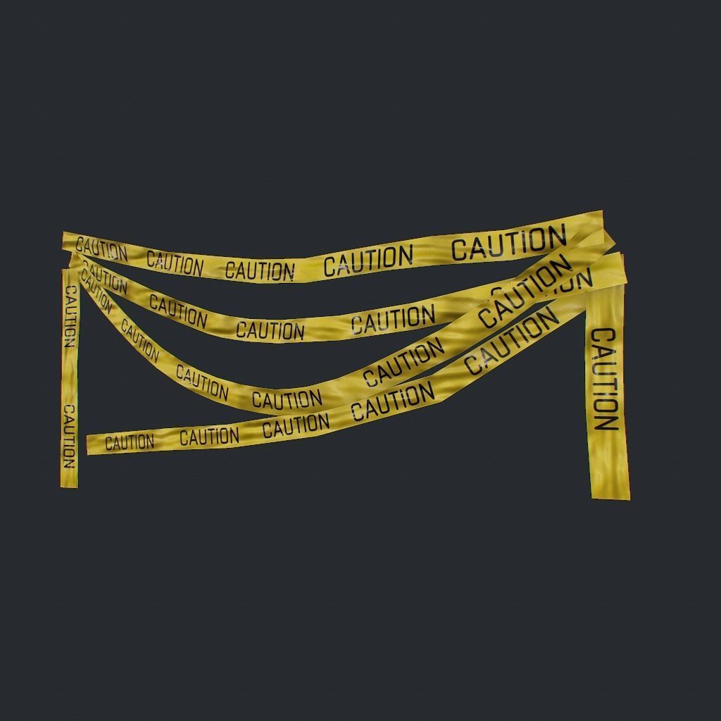 Caution Tape Low-poly 3D model_18