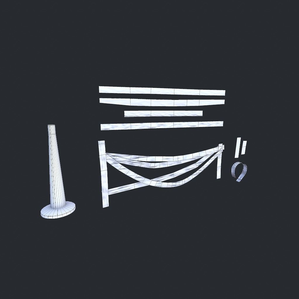 Caution Tape Low-poly 3D model_25