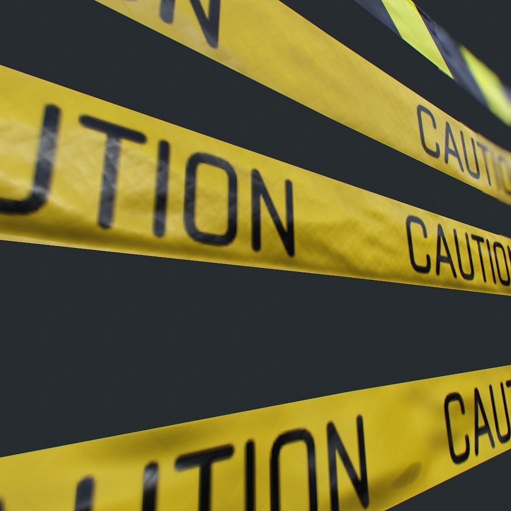 Caution Tape Low-poly 3D model_7