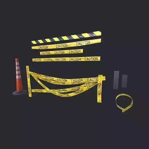 Caution Tape Low-poly 3D model