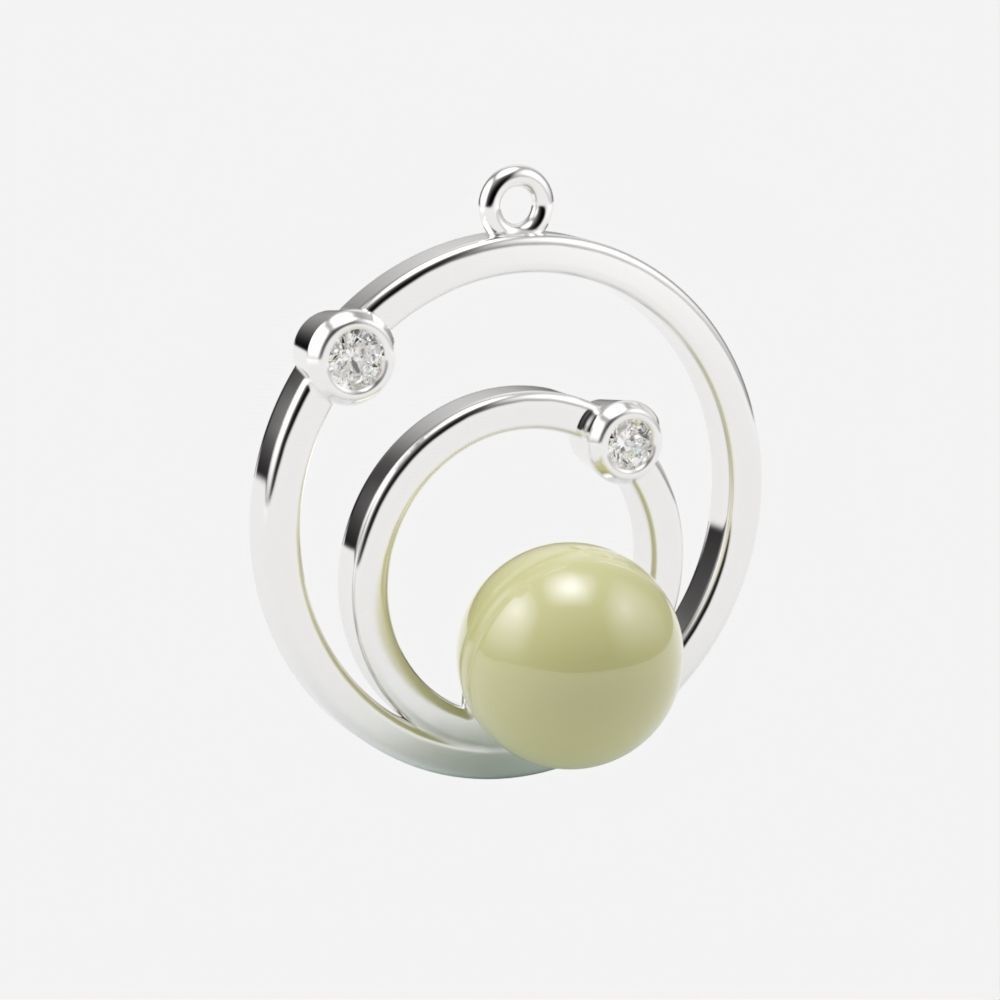 Pendant with pearl gems 3dm stl CAD 3D print model_1