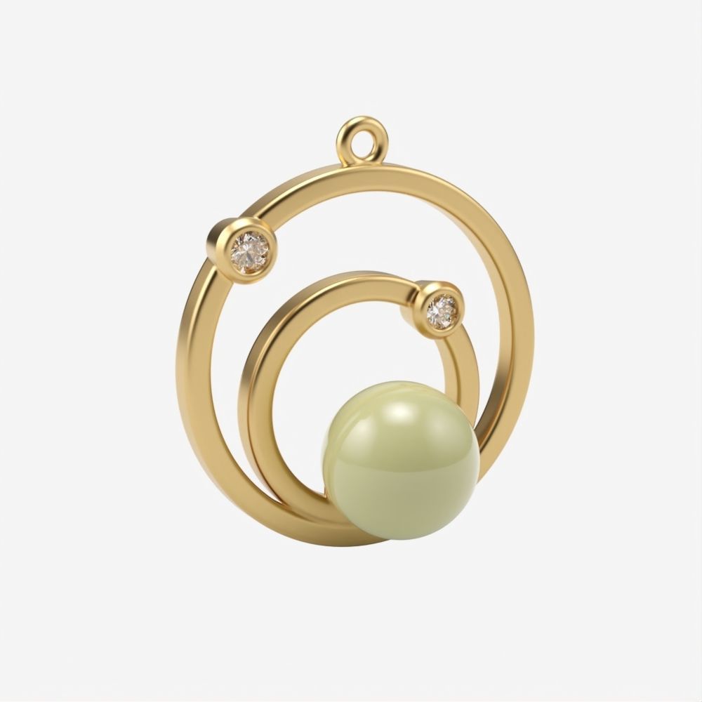 Pendant with pearl gems 3dm stl CAD 3D print model_4