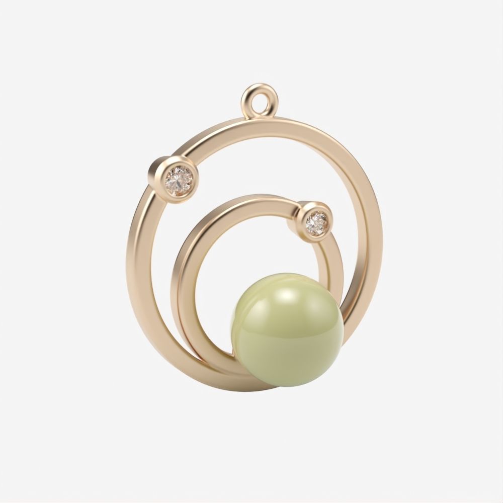 Pendant with pearl gems 3dm stl CAD 3D print model_2