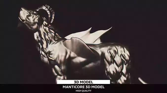 Manticore 3D Model statue of demon with wings