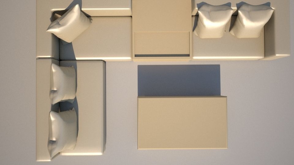 sofa 3d model and coffee table Low-poly 3D model_4