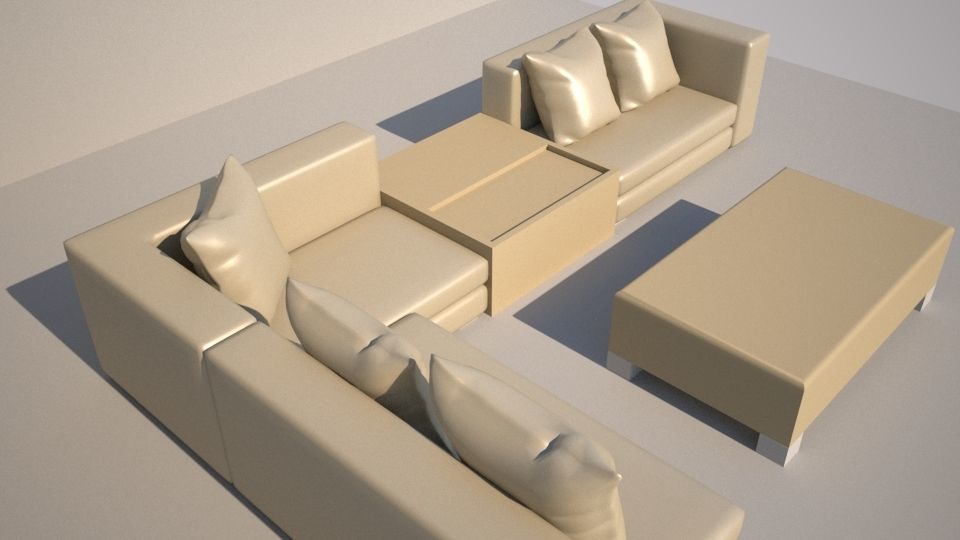 sofa 3d model and coffee table Low-poly 3D model_2