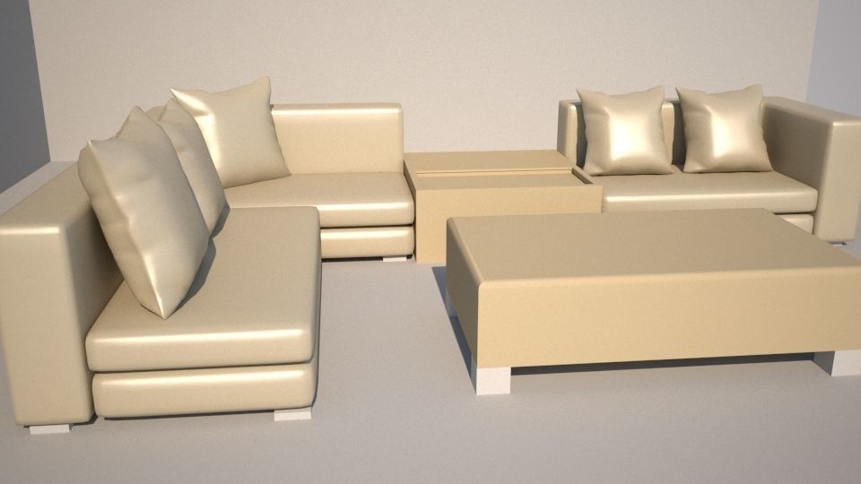 sofa 3d model and coffee table Low-poly 3D model_1