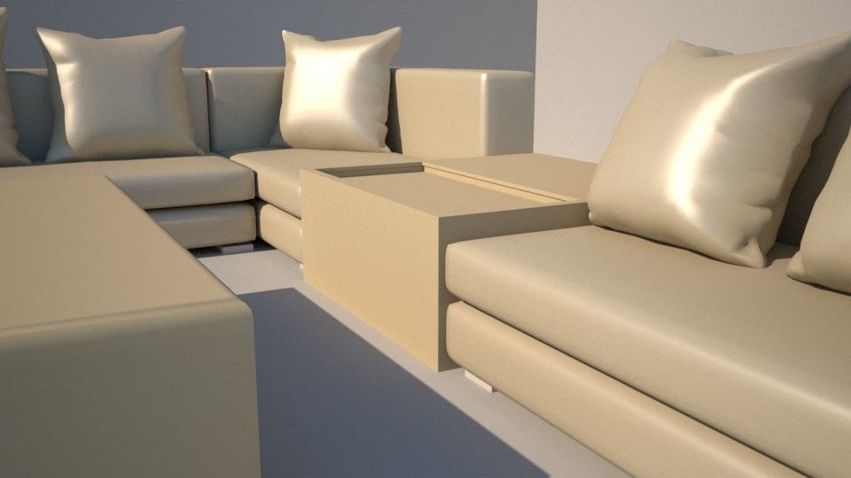 sofa 3d model and coffee table Low-poly 3D model_3