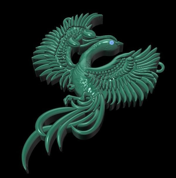 Phoenix Pendant 3D print model_7