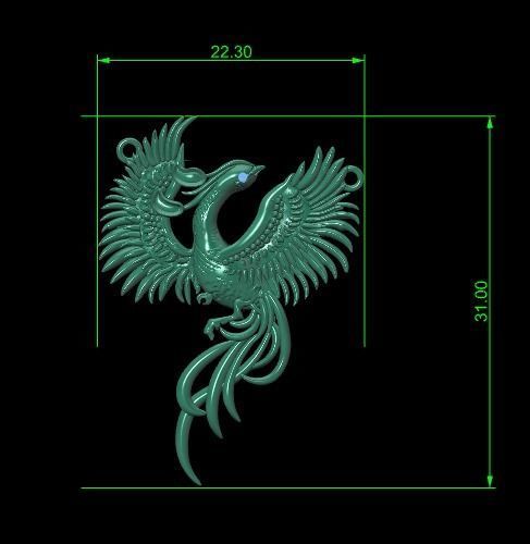 Phoenix Pendant 3D print model_1