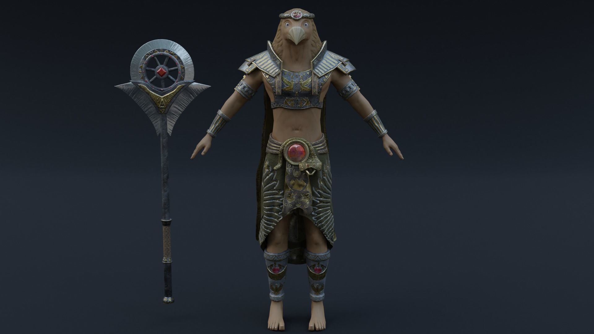 God Ra Low-poly 3D model_15