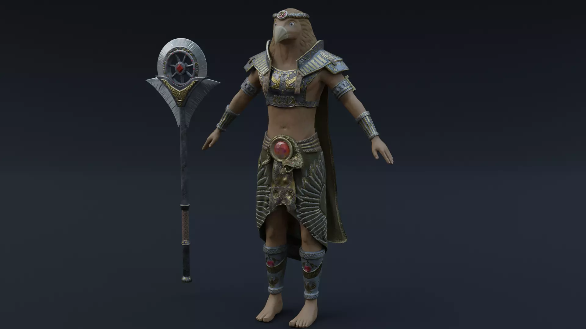 God Ra Low-poly 3D model_0