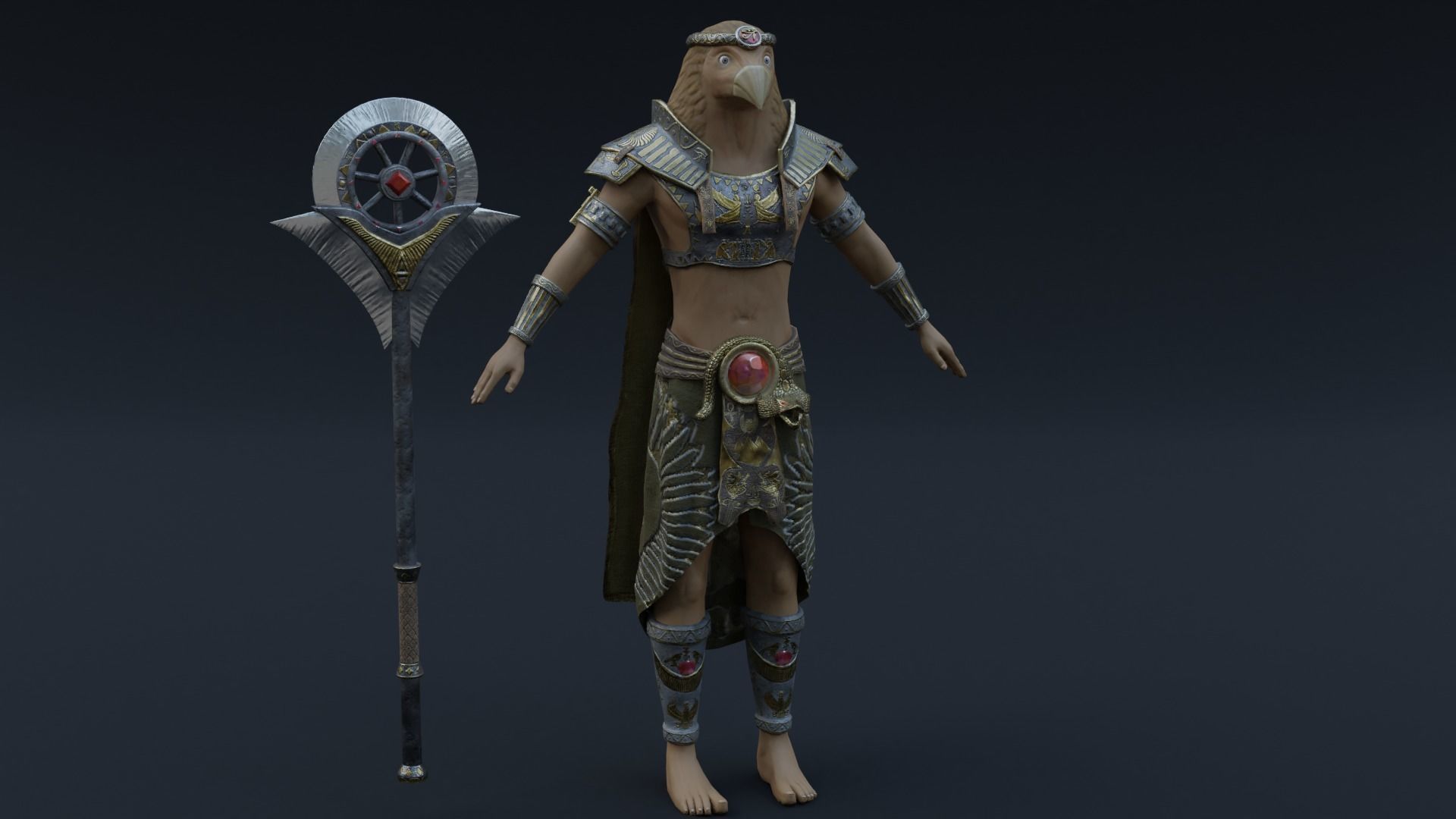 God Ra Low-poly 3D model_5