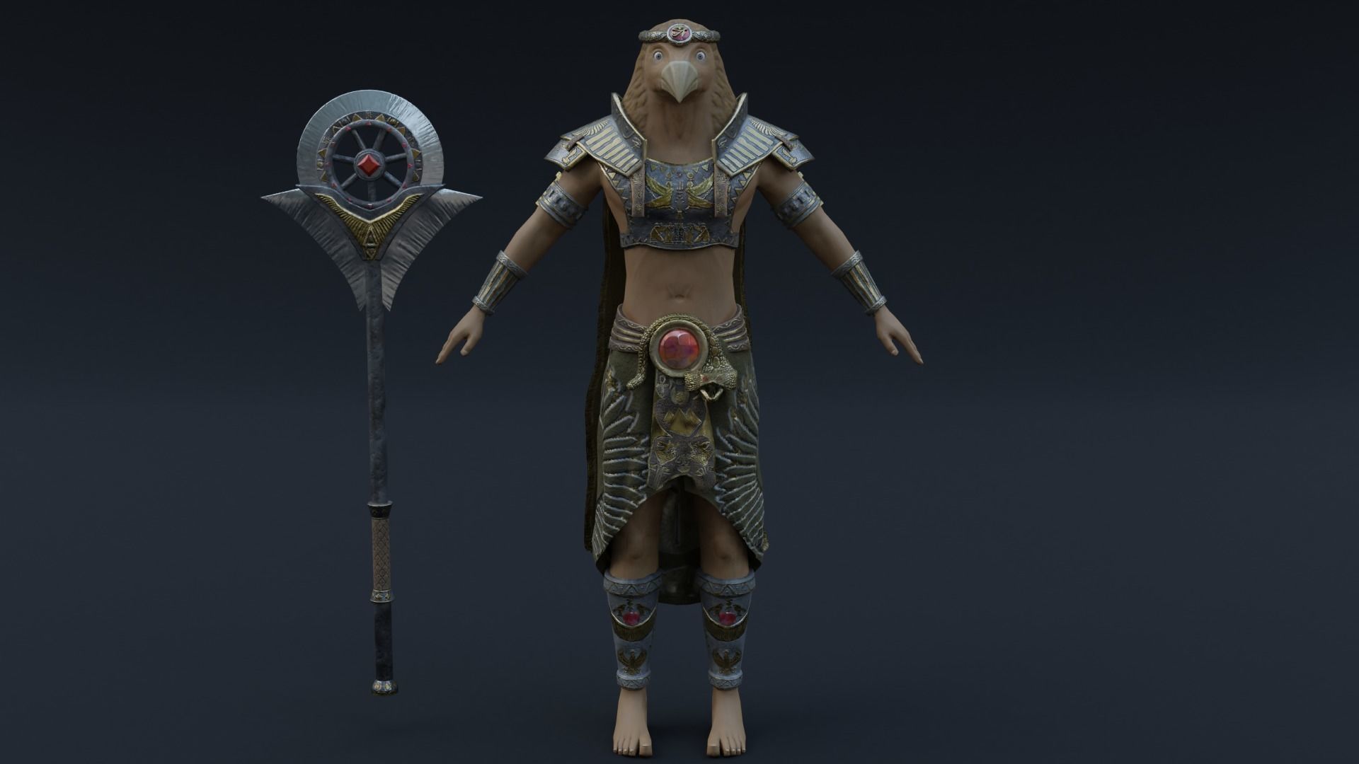 God Ra Low-poly 3D model_3