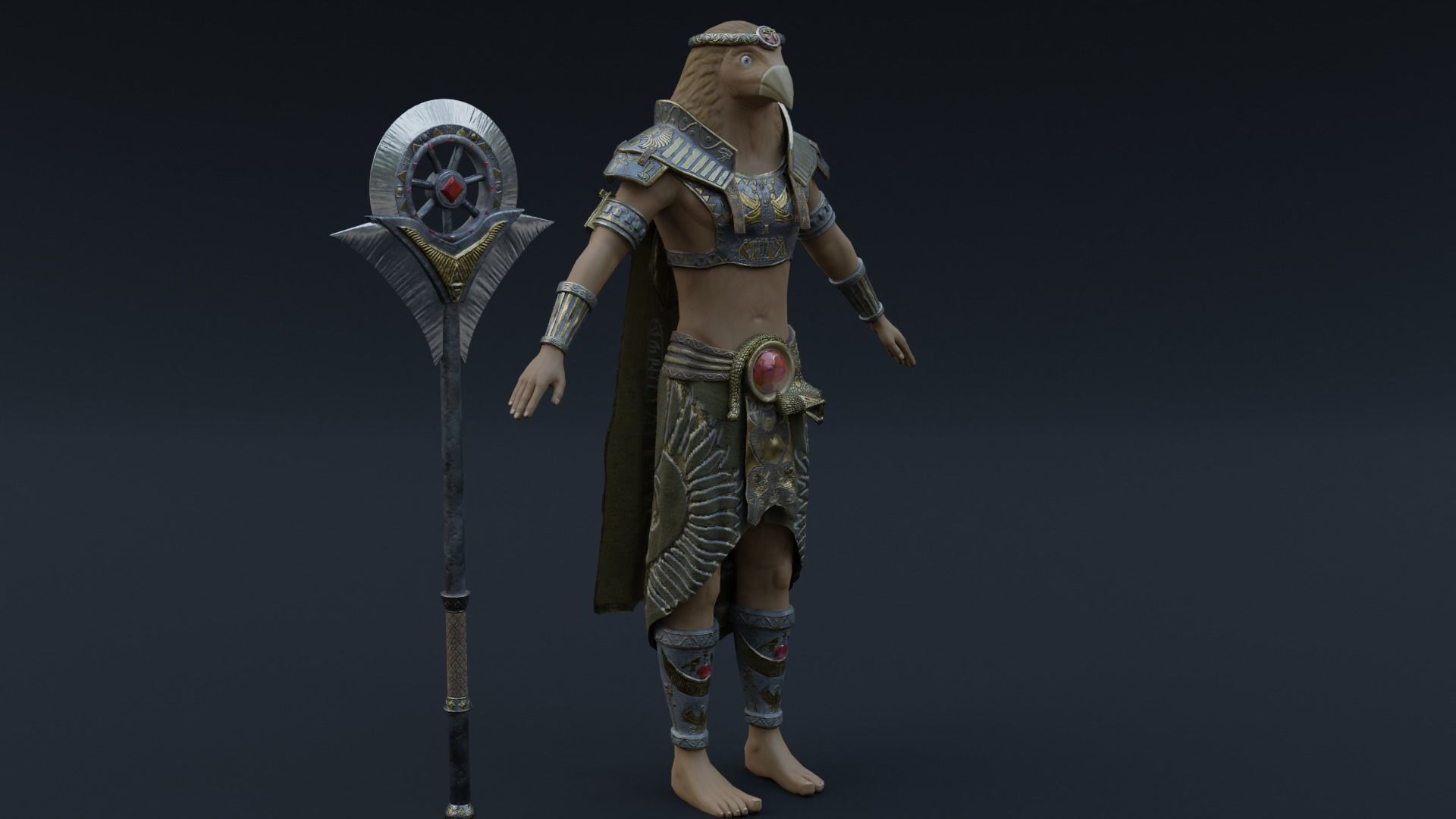 God Ra Low-poly 3D model_6