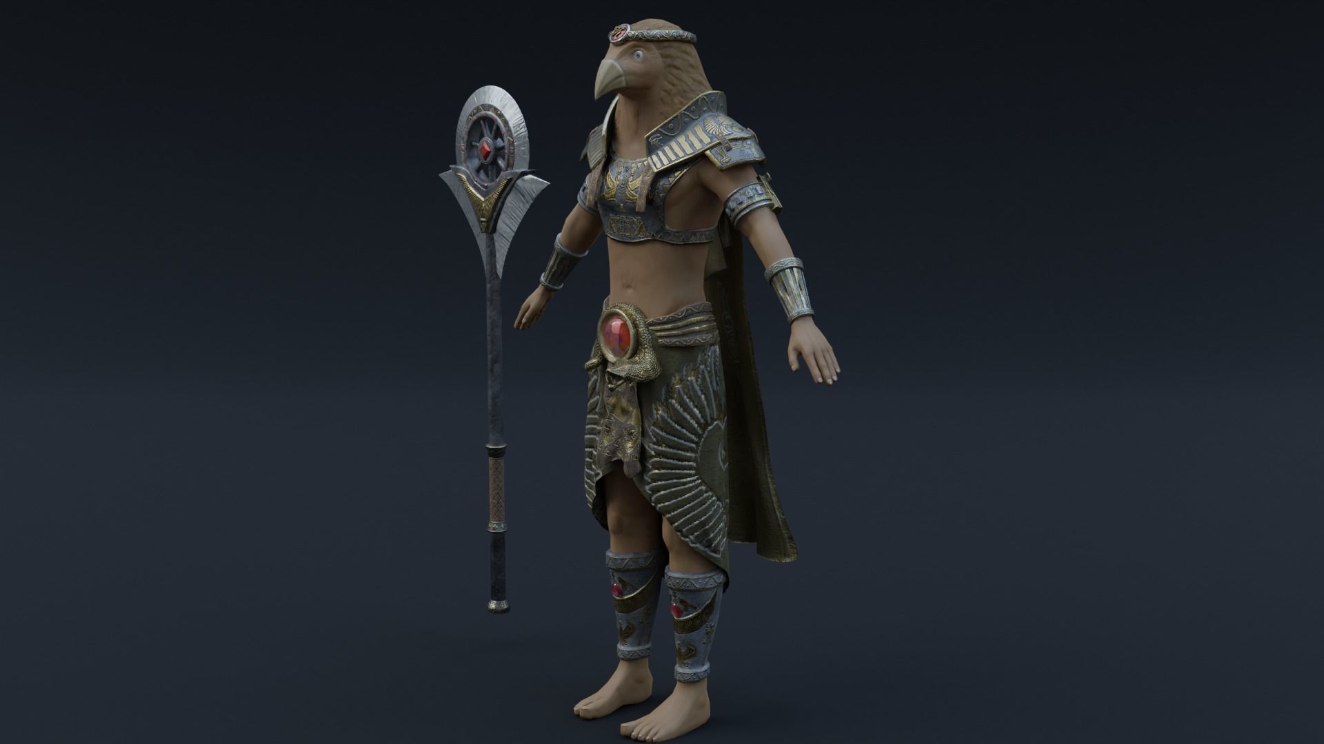 God Ra Low-poly 3D model_13