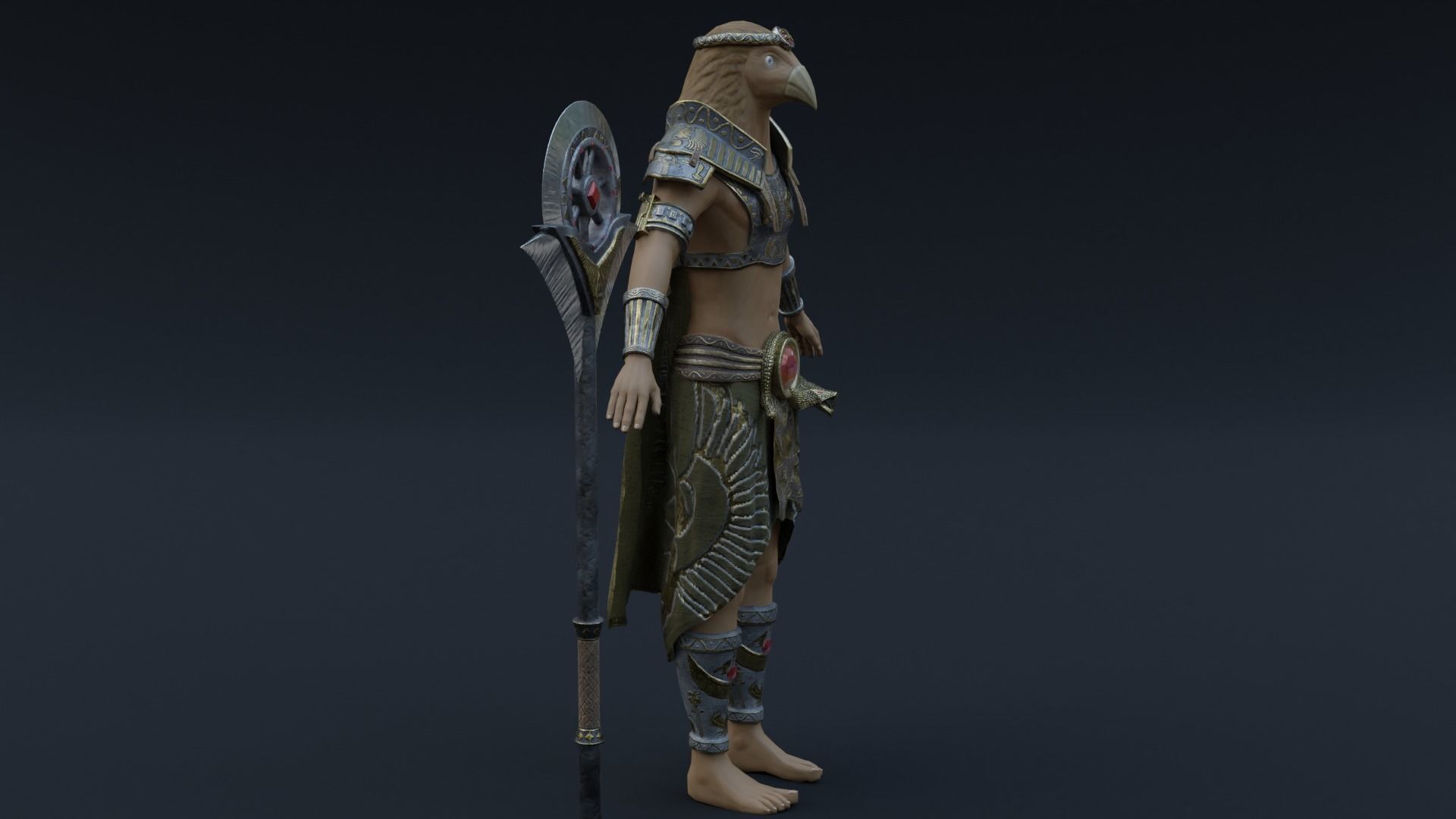 God Ra Low-poly 3D model_7