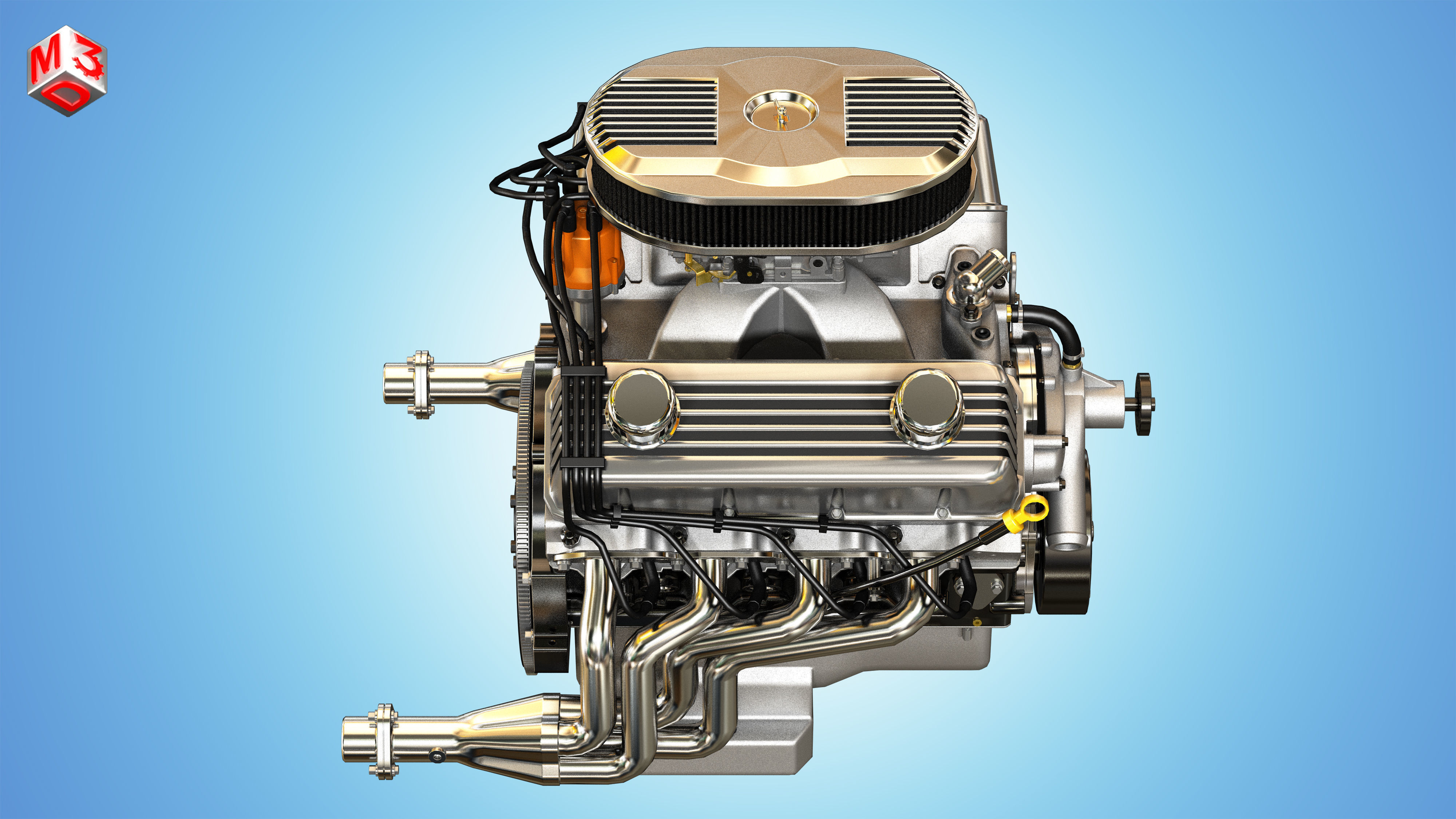 Muscle Car Engine - V8 Muscle Engine Three Low-poly 3D model_12