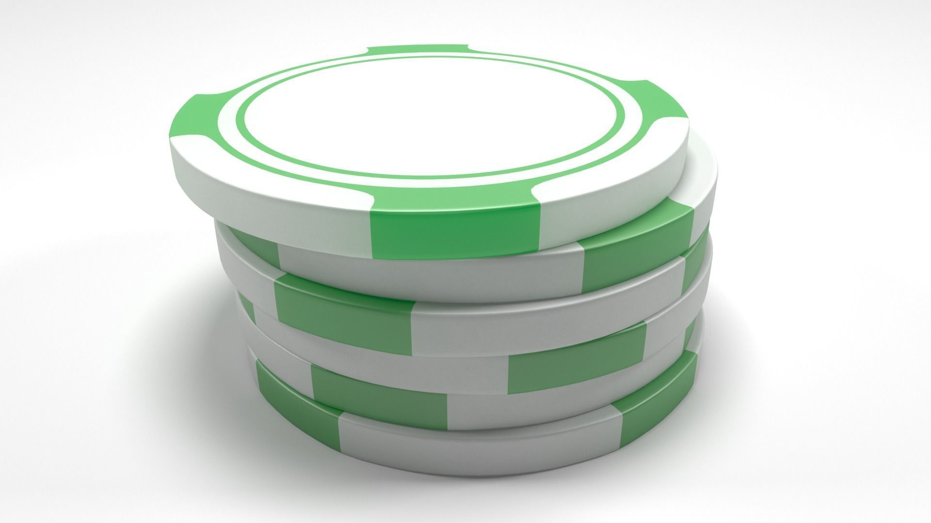 Poker Chips Green and White 3D model_2