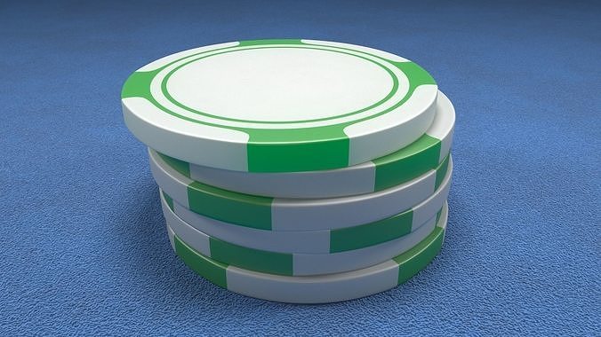 Poker Chips Green and White 3D model