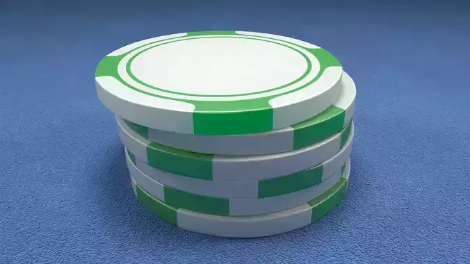 Poker Chips Green and White 3D model