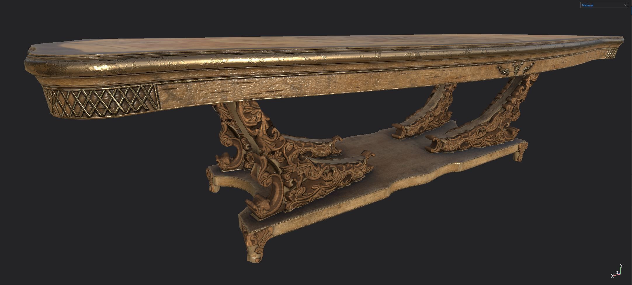 Antique Table Low-poly 3D model_3