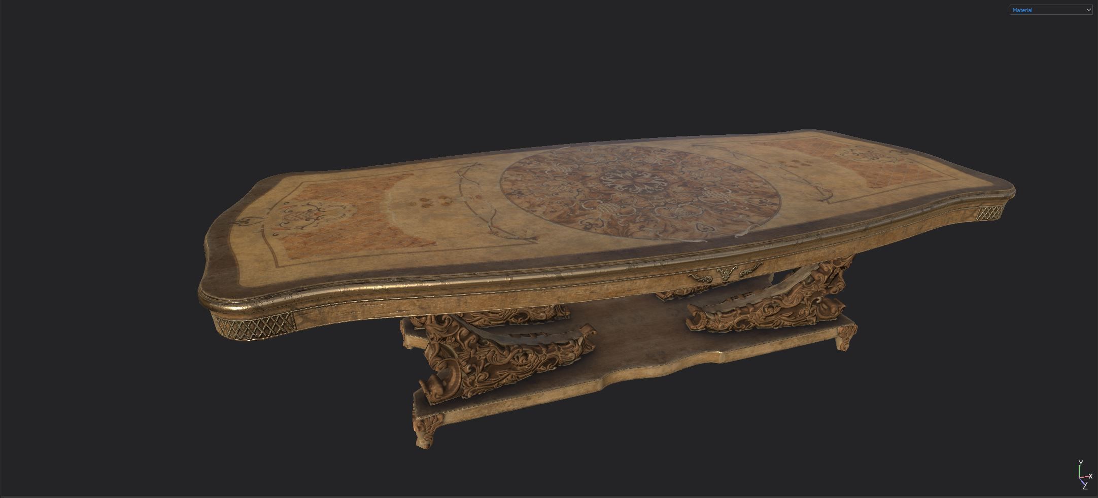 Antique Table Low-poly 3D model_1