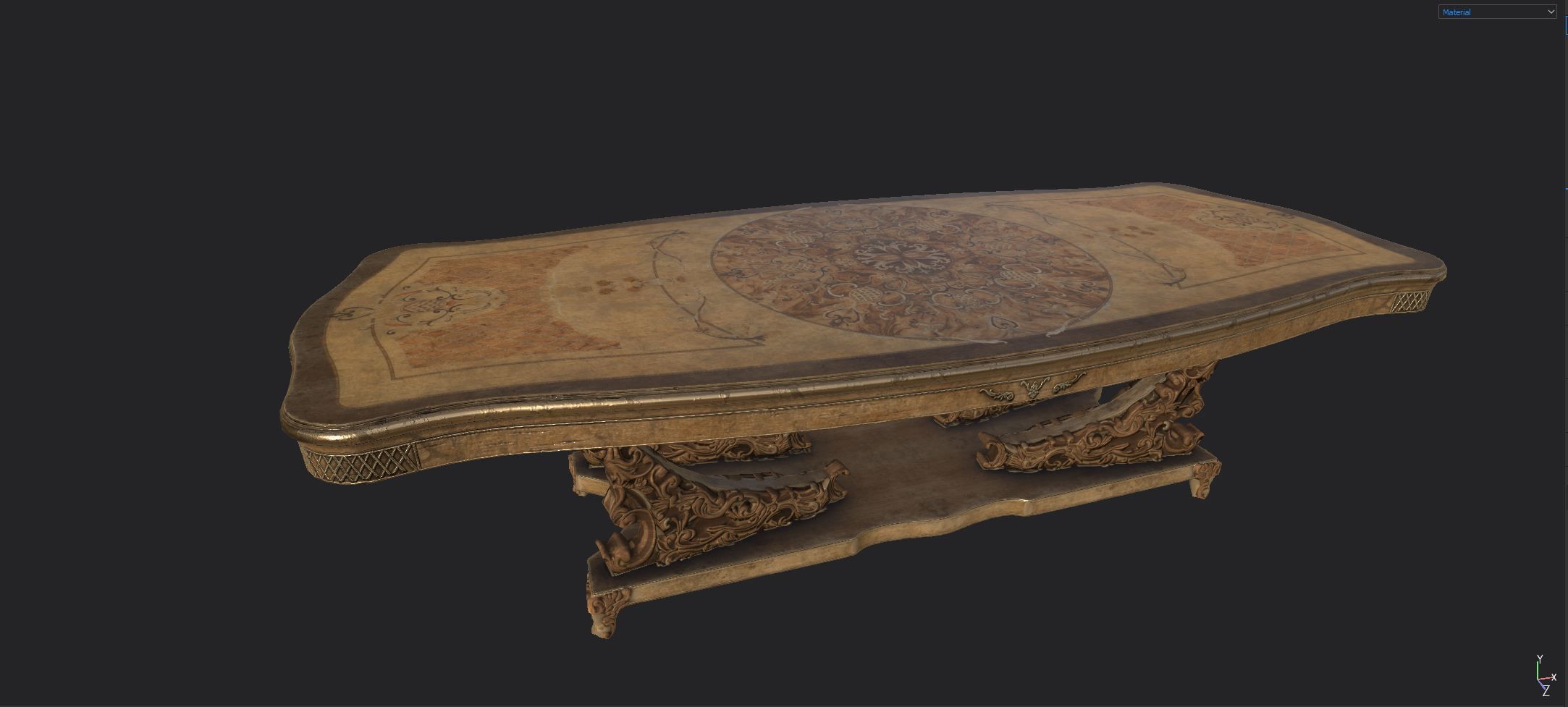 Antique Table Low-poly 3D model_2